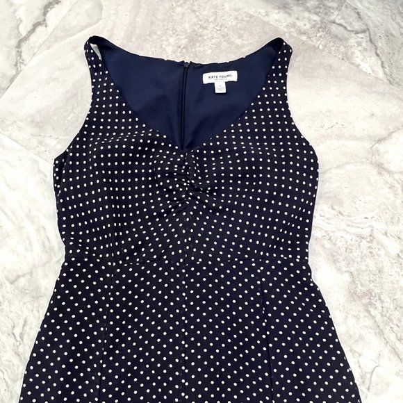 Kate Young for Target Dress 8 Blue Womens Polka Dot Sleeveless Flounce Hem - Picture 3 of 9